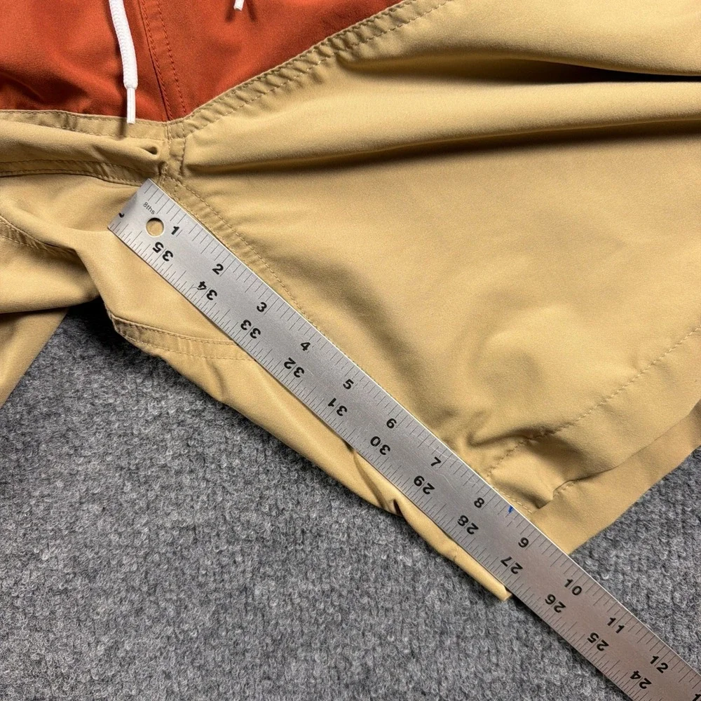 Duluth Trading Co Pier Genius Swim Trunks Mens XL Orange Tan Colorblock 9